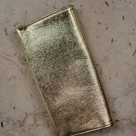 Vintage Made in USA Gold Foil Lame Evening Party Purse Clutch - Picture 9 of 10